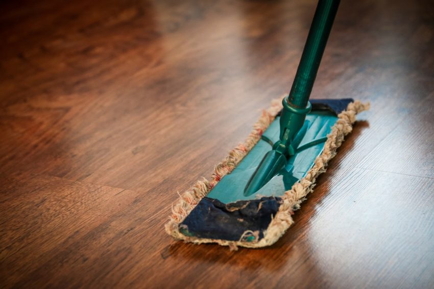 mop on a clean hardwood floor